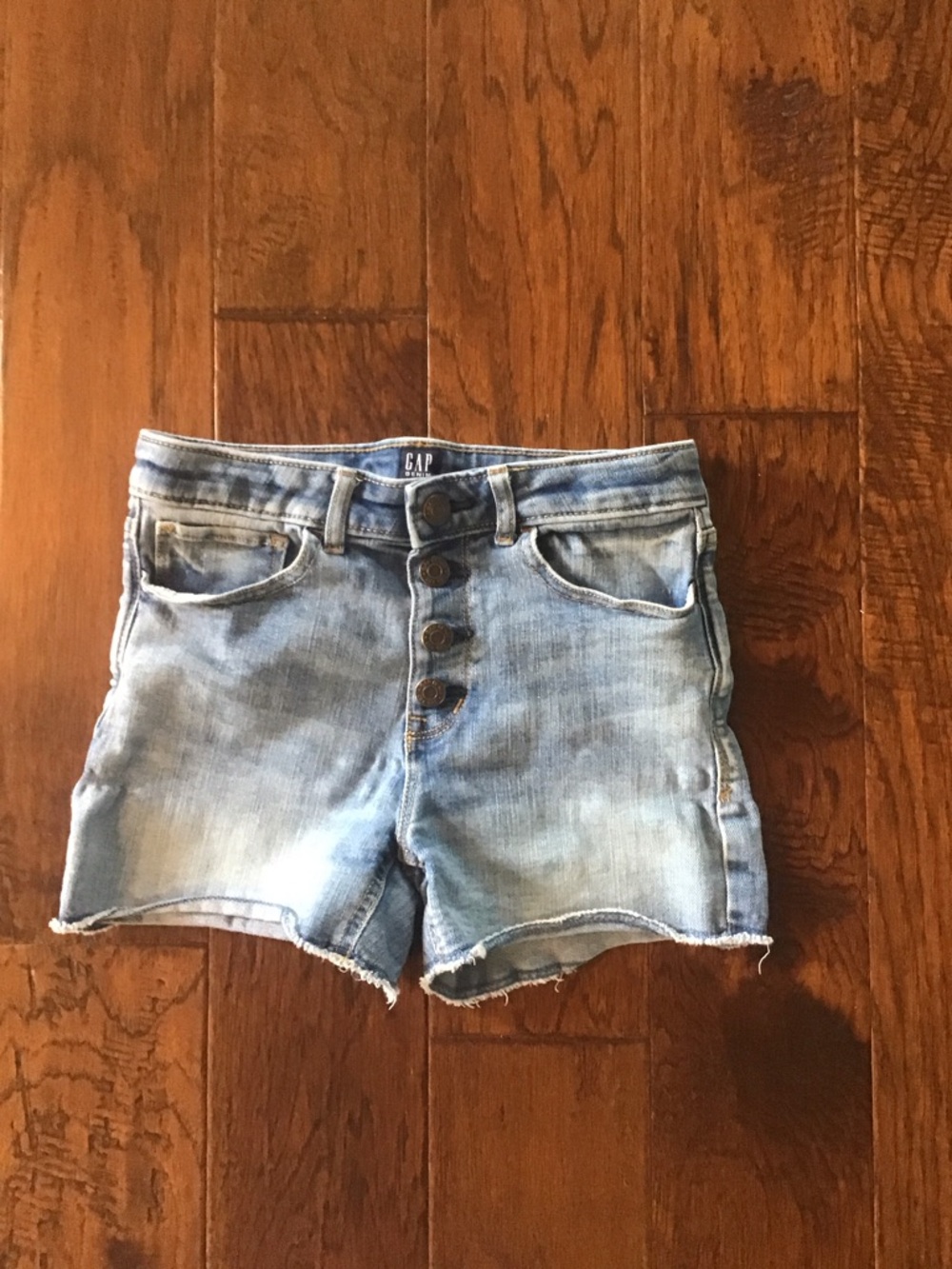 GAP Kids Light Blue High-Rise Button-Fly Denim Shorts